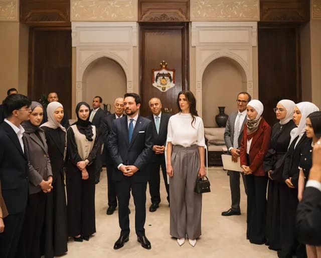 ولي العهد والأميرة رجوة يستقبلان أوائل الثانوية العامة في قصر بسمان