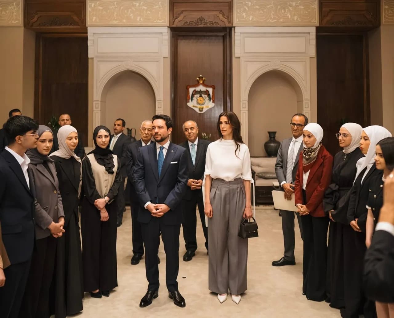 ولي العهد والأميرة رجوة يستقبلان أوائل الثانوية العامة في قصر بسمان