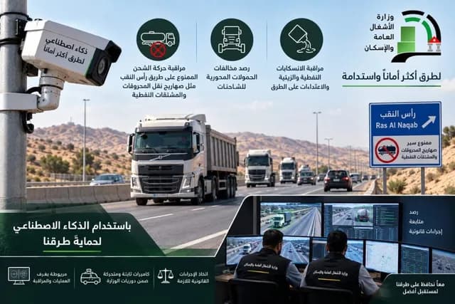 الأشغال تطلق كاميرات ذكية لضبط مخالفات الشحن على الطرق